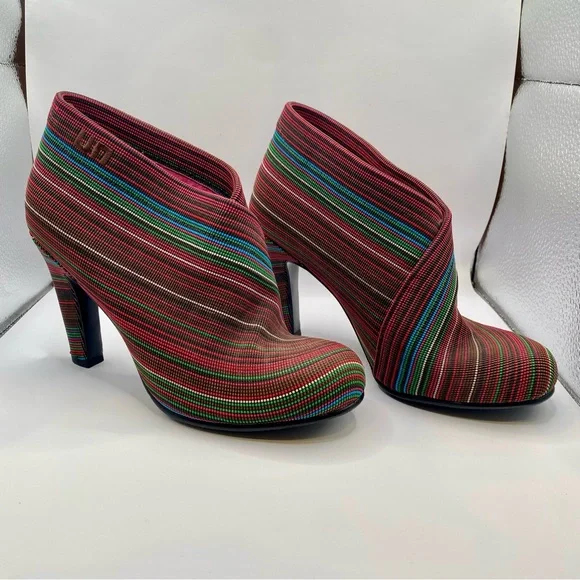 United Nude Fold Hi Colorful Striped Heeled Booties - Picture 2 of 8